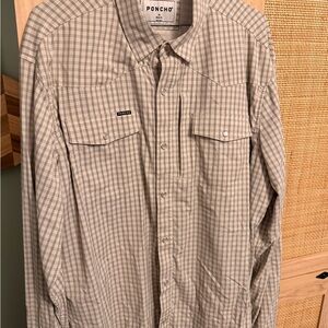 Poncho Plaid Button-Up Shirt Size XL slim fit